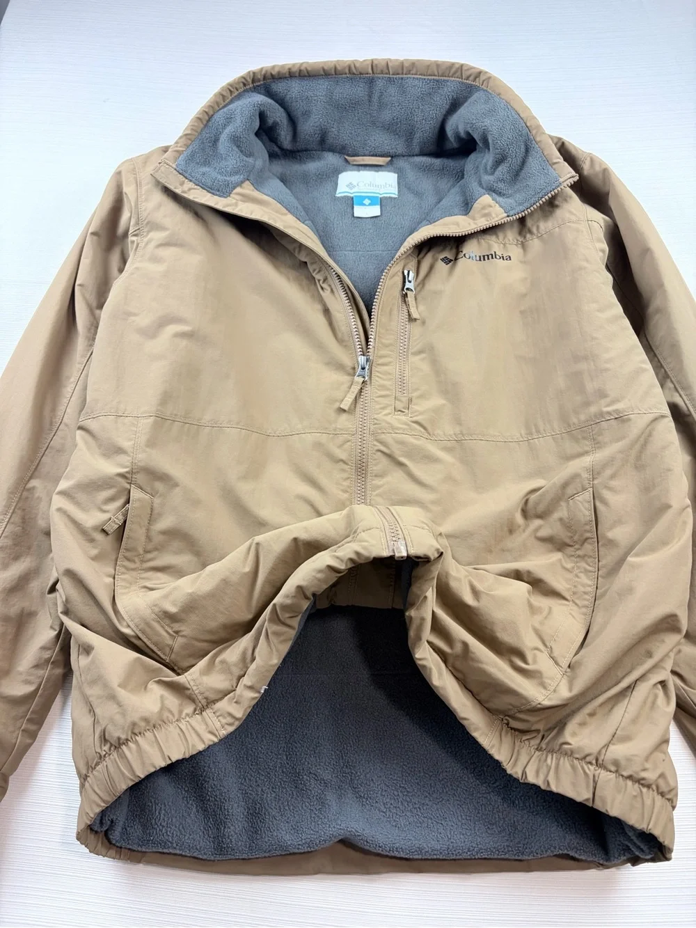 Columbia Men’s Tan Performance Jacket with Gray Fleece Collar